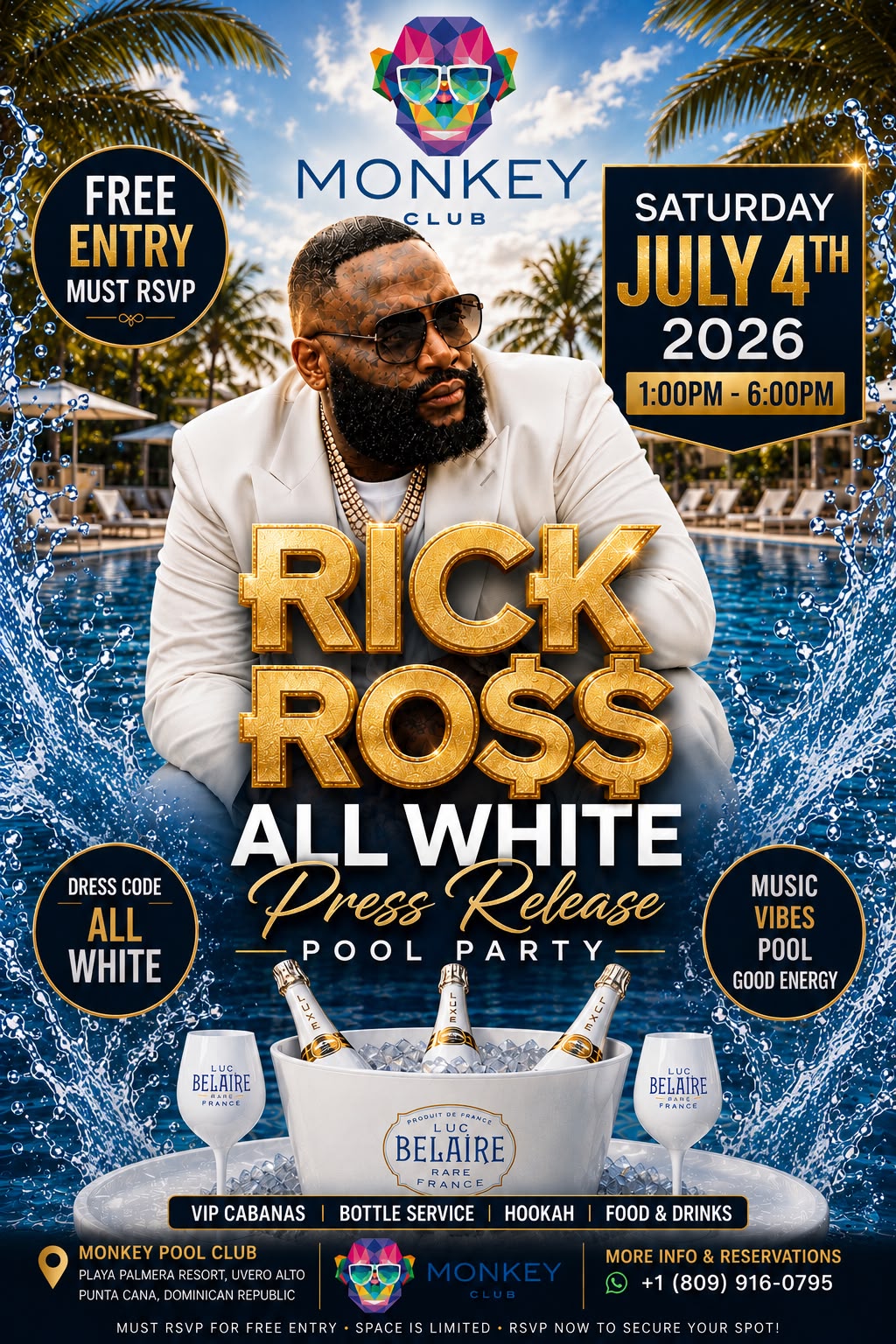 Rick Ross ALL WHITE - Press Release POOL PARTY